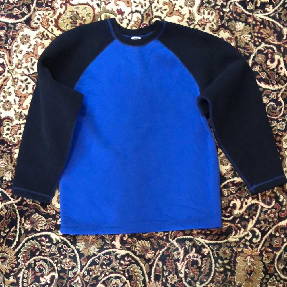 Vintage Blue and Black Kids Raglan sweater sweatshirt long sleeve  16 no stretch